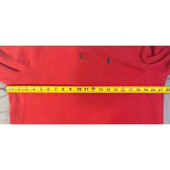 Polo Ralph Lauren Sweater Mens Medium Red 1/4 Zip Mock Neck Pullover Preppy - Picture 8 of 8